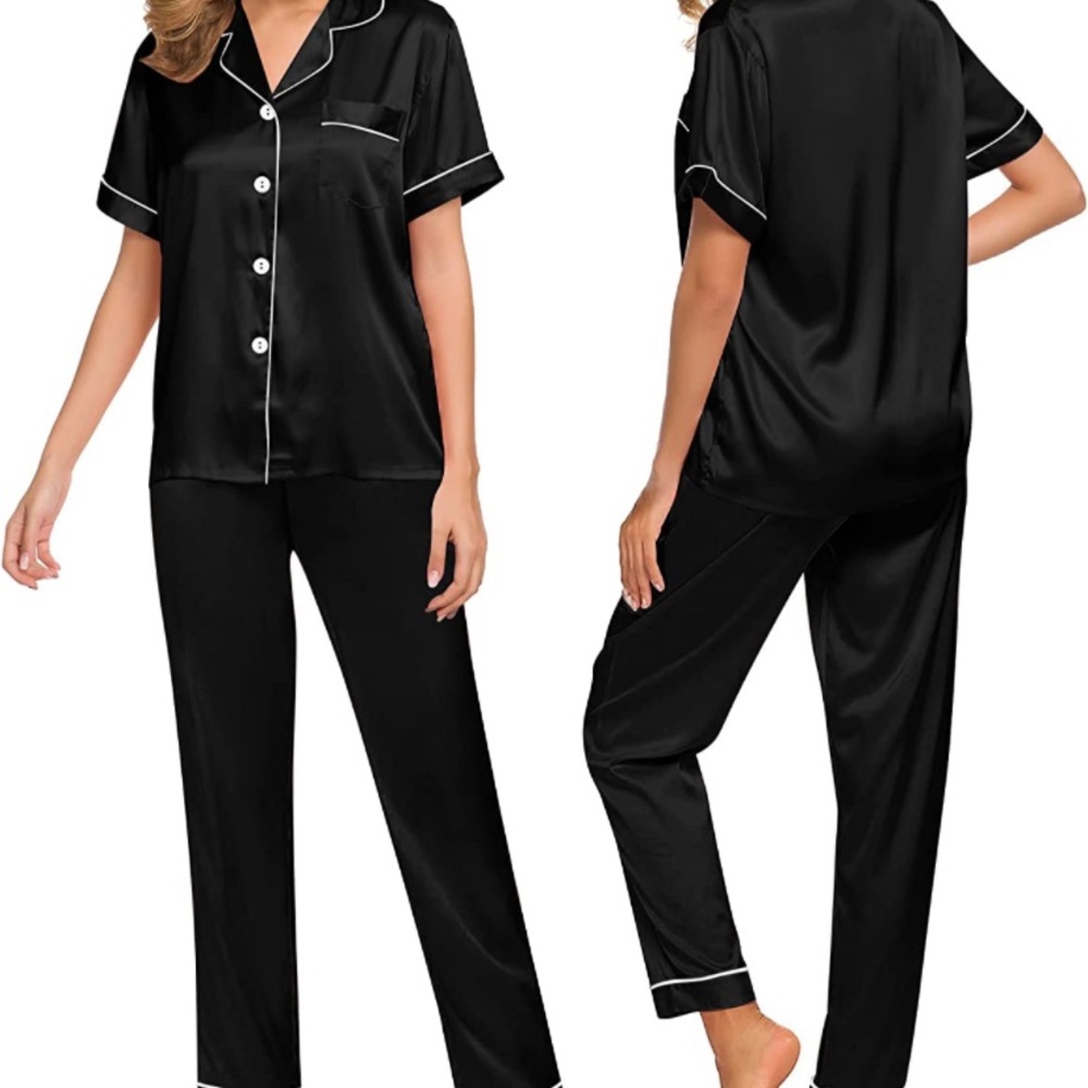 Brand new with tag silky black button up pajamas
